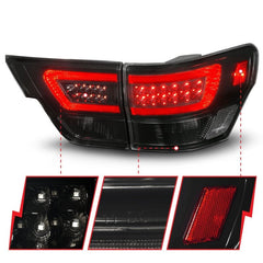 ANZO - ANZO 11-13 Jeep Grand Cherokee LED Taillights w/ Lightbar Black Housing/Smoke Lens 4pcs - Demon Performance