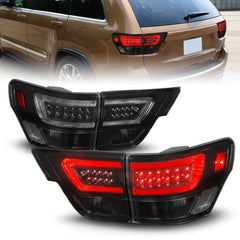 ANZO - ANZO 11-13 Jeep Grand Cherokee LED Taillights w/ Lightbar Black Housing/Smoke Lens 4pcs - Demon Performance