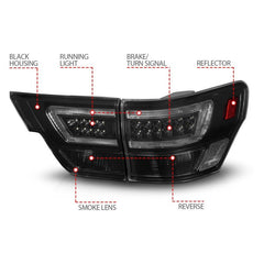 ANZO - ANZO 11-13 Jeep Grand Cherokee LED Taillights w/ Lightbar Black Housing/Smoke Lens 4pcs - Demon Performance