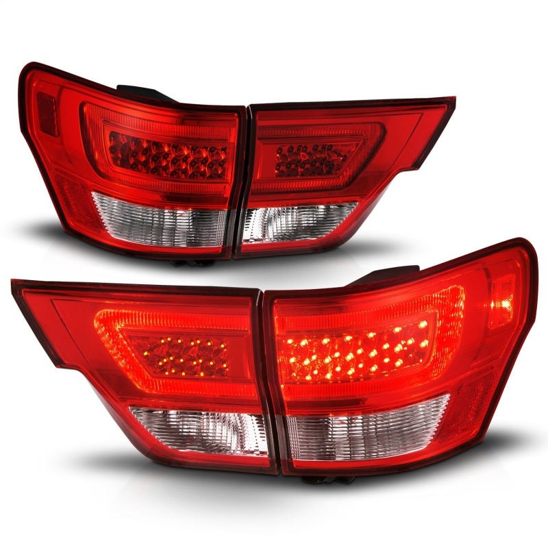 ANZO - ANZO 11-13 Jeep Grand Cherokee LED Taillights w/ Lightbar Chrome Housing Red/Clear Lens 4pcs - Demon Performance