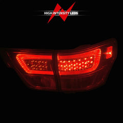 ANZO - ANZO 11-13 Jeep Grand Cherokee LED Taillights w/ Lightbar Chrome Housing Red/Clear Lens 4pcs - Demon Performance
