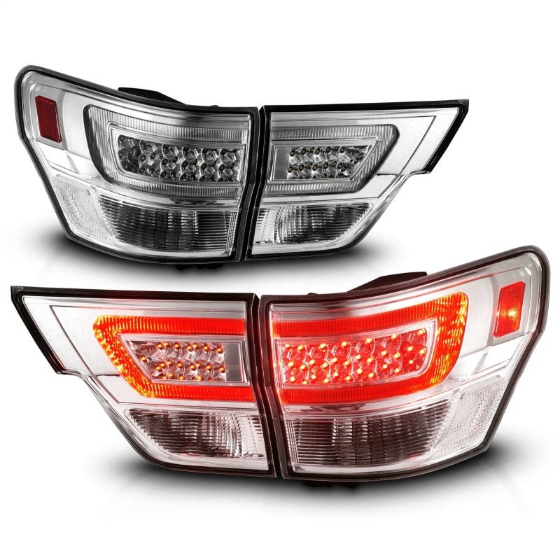 ANZO - ANZO 11-13 Jeep Grand Cherokee LED Taillights w/ Lightbar Chrome Housing/Clear Lens 4pcs - Demon Performance