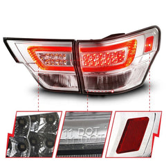 ANZO - ANZO 11-13 Jeep Grand Cherokee LED Taillights w/ Lightbar Chrome Housing/Clear Lens 4pcs - Demon Performance