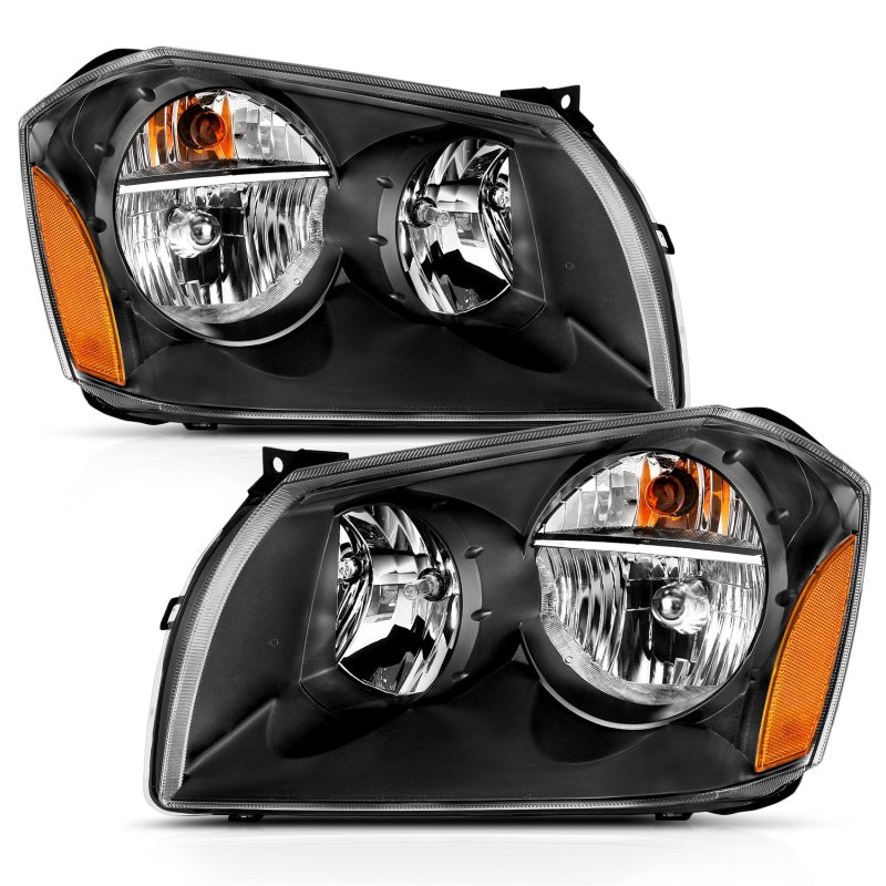 ANZO - ANZO 2005-2007 Dodge Magnum Crystal Headlight Black Amber - Demon Performance