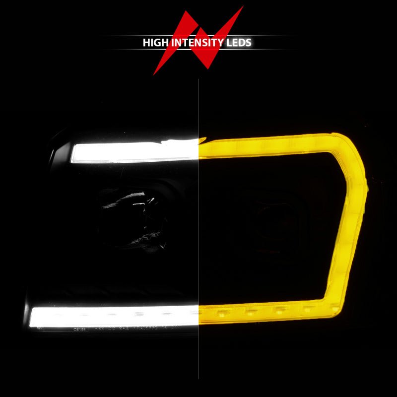 ANZO - ANZO 2005-2007 Jeep Grand Cherokee Projector Headlights w/ Light Bar Switchback Black Housing - Demon Performance