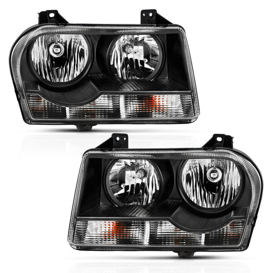 ANZO - ANZO 2005-2010 Chrysler 300 Crystal Headlight Black - Demon Performance