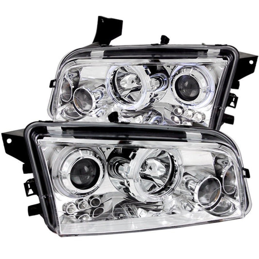 ANZO - ANZO 2006-2010 Dodge Charger Projector Headlights w/ Halo Chrome - Demon Performance