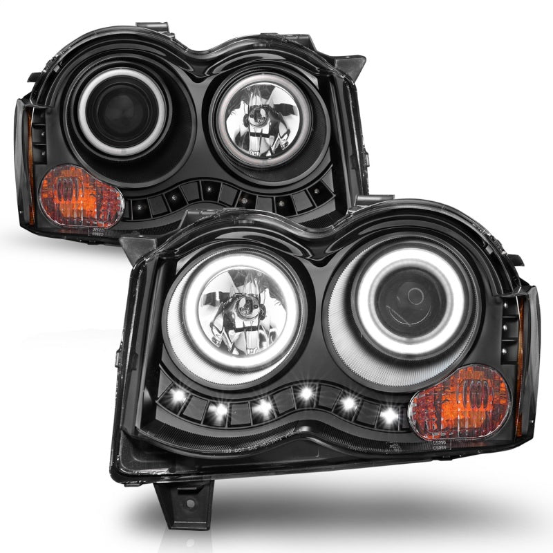 ANZO - ANZO 2008-2010 Jeep Grand Cherokee Projector Headlights w/ Halo Black (CCFL) - Demon Performance