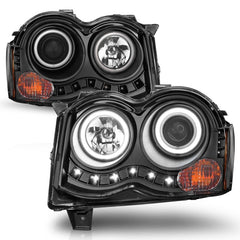 ANZO - ANZO 2008-2010 Jeep Grand Cherokee Projector Headlights w/ Halo Black (CCFL) - Demon Performance