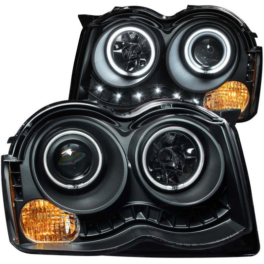 ANZO - ANZO 2008-2010 Jeep Grand Cherokee Projector Headlights w/ Halo Black (CCFL) - Demon Performance