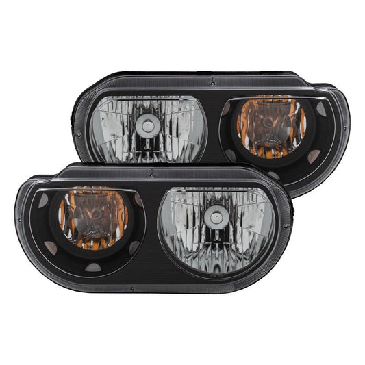 ANZO - ANZO 2008-2014 Dodge Challenger Crystal Headlights Black - Demon Performance