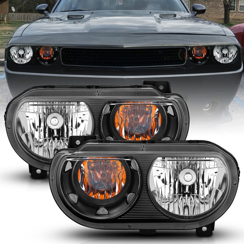 ANZO - ANZO 2008-2014 Dodge Challenger Crystal Headlights Black - Demon Performance
