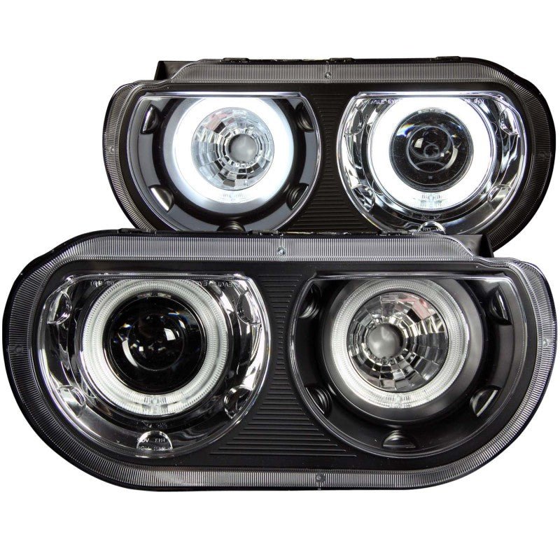 ANZO - ANZO 2008-2014 Dodge Challenger Projector Headlights w/ Halo Black (CCFL) - Demon Performance