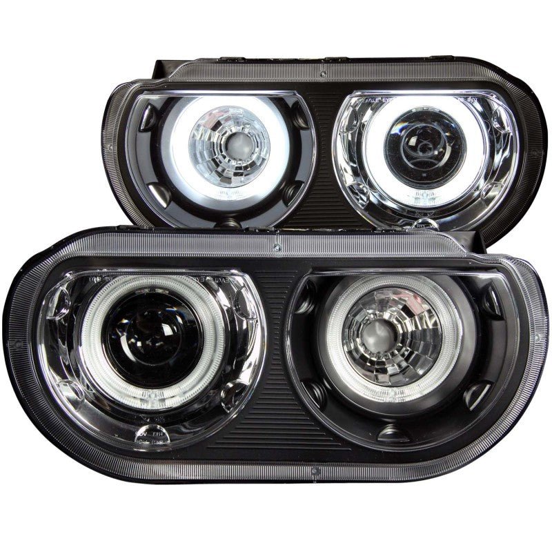 ANZO - ANZO 2008-2014 Dodge Challenger Projector Headlights w/ Halo Black (CCFL) - Demon Performance