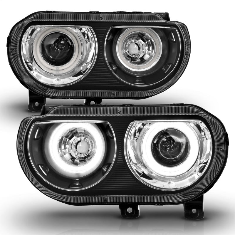 ANZO - ANZO 2008-2014 Dodge Challenger Projector Headlights w/ Halo Black (CCFL) - Demon Performance