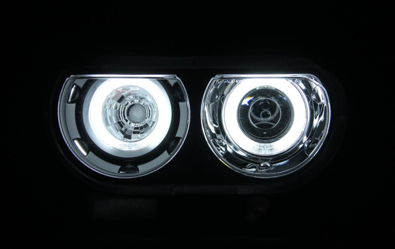 ANZO - ANZO 2008-2014 Dodge Challenger Projector Headlights w/ Halo Black (CCFL) - Demon Performance