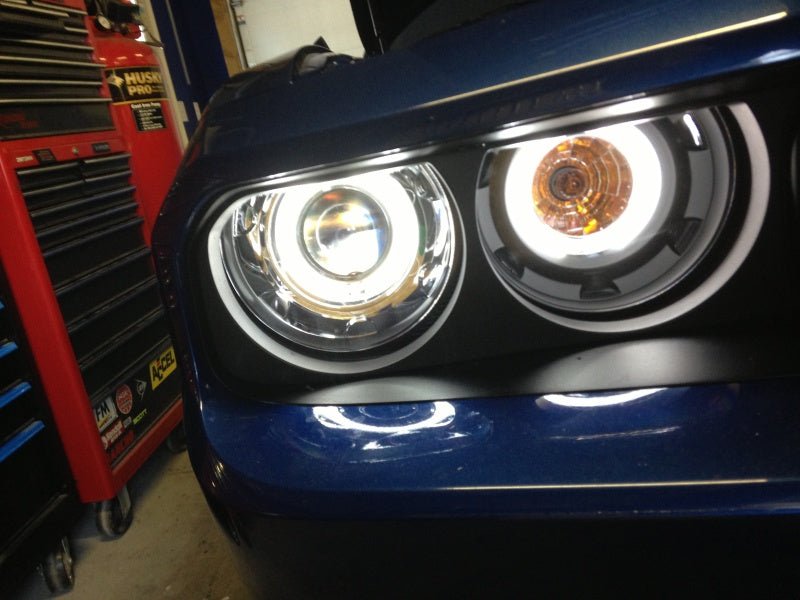 ANZO - ANZO 2008-2014 Dodge Challenger Projector Headlights w/ Halo Black (CCFL) - Demon Performance