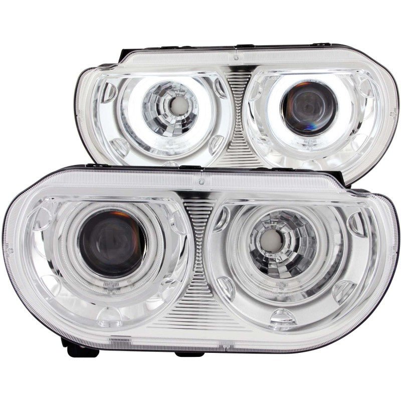 ANZO - ANZO 2008-2014 Dodge Challenger Projector Headlights w/ Halo Chrome (CCFL) - Demon Performance
