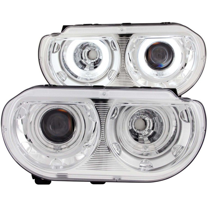 ANZO - ANZO 2008-2014 Dodge Challenger Projector Headlights w/ Halo Chrome (CCFL) - Demon Performance