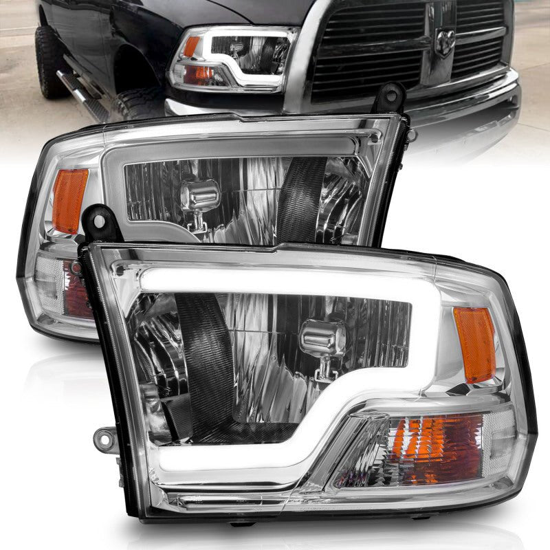 ANZO - ANZO 2009-2018 Dodge Ram 1500/ 2500/ 3500 Crystal Headlights w/ Light Bar Chrome Housing - Demon Performance