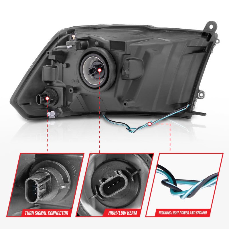 ANZO - ANZO 2009-2018 Dodge Ram 1500/ 2500/ 3500 Crystal Headlights w/ Light Bar Chrome Housing - Demon Performance