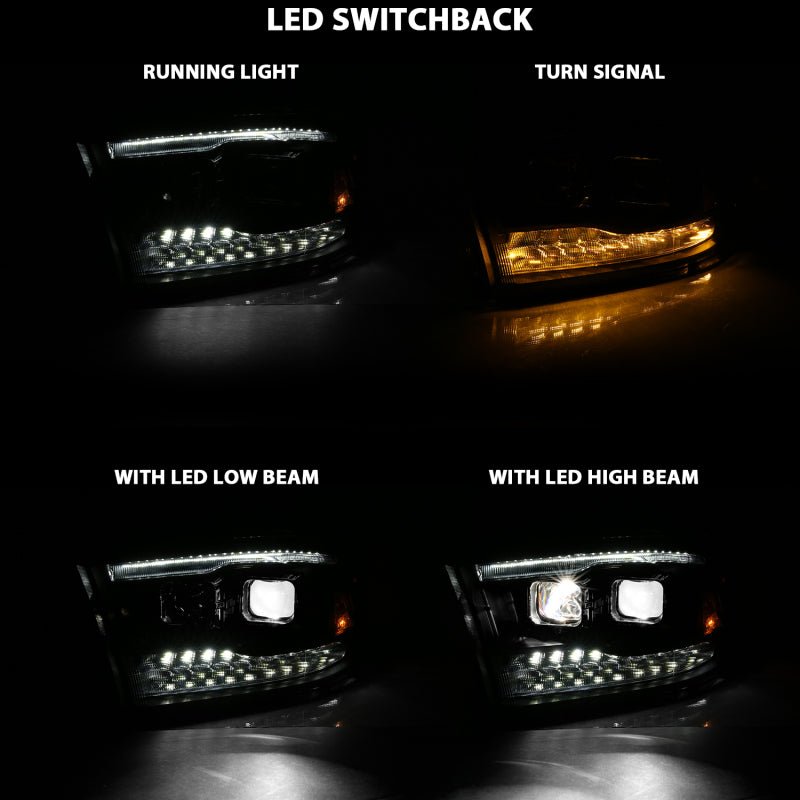 ANZO - ANZO 2009-2018 Dodge Ram 1500 Led Projector Plank Style Switchback H.L Halo Black Amber (OE Style) - Demon Performance