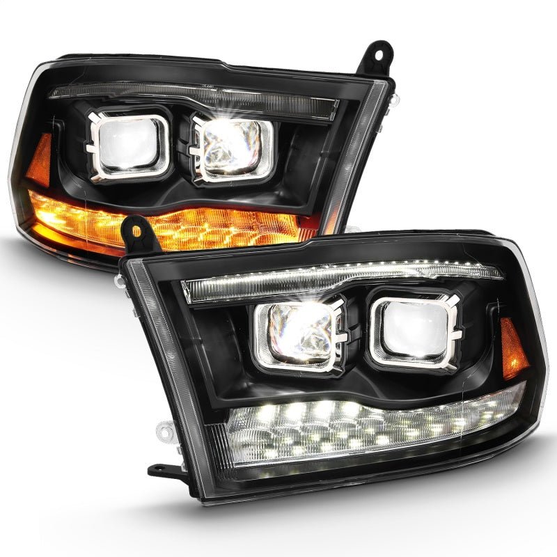 ANZO - ANZO 2009-2018 Dodge Ram 1500 Led Projector Plank Style Switchback H.L Halo Black Amber (OE Style) - Demon Performance