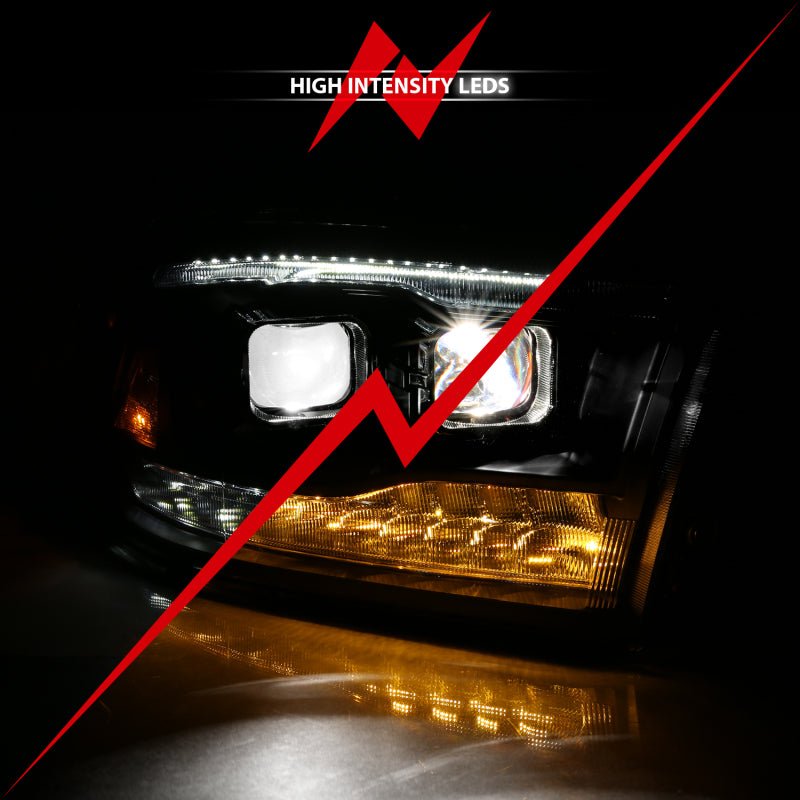 ANZO - ANZO 2009-2018 Dodge Ram 1500 Led Projector Plank Style Switchback H.L Halo Black Amber (OE Style) - Demon Performance