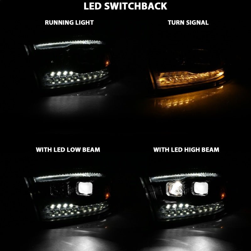 ANZO - ANZO 2009-2018 Dodge Ram 1500 Led Projector Plank Style Switchback H.L Halo Black Amber (OE Style) - Demon Performance