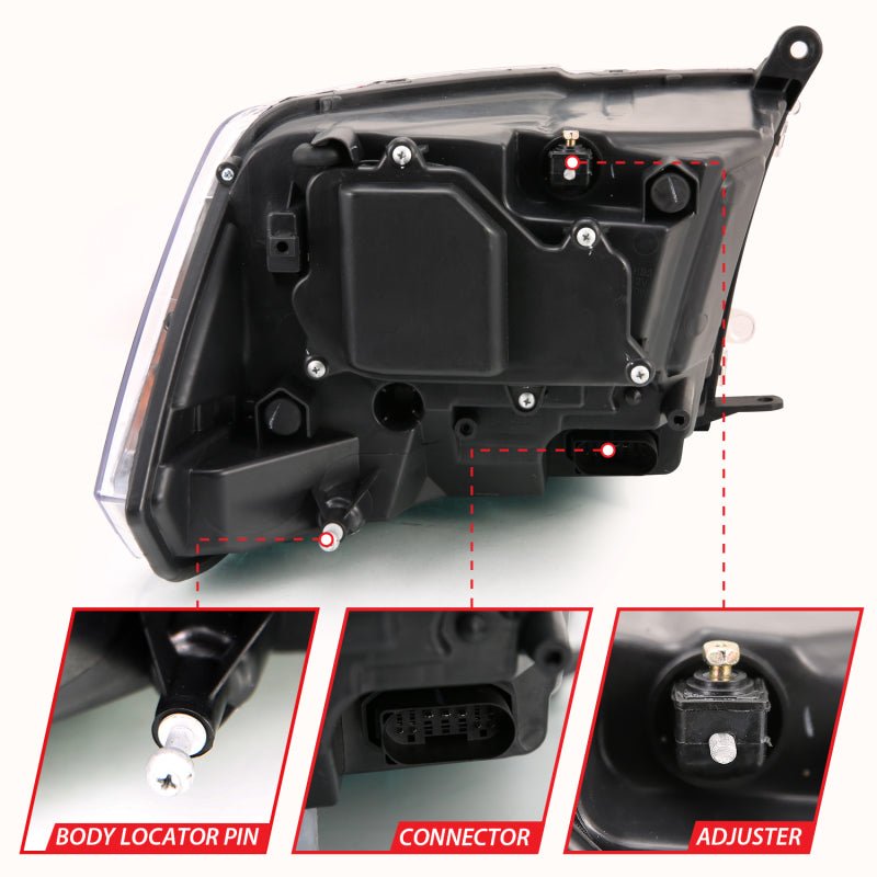 ANZO - ANZO 2009-2018 Dodge Ram 1500 Projector H.L. Switchback Black Amber - Demon Performance