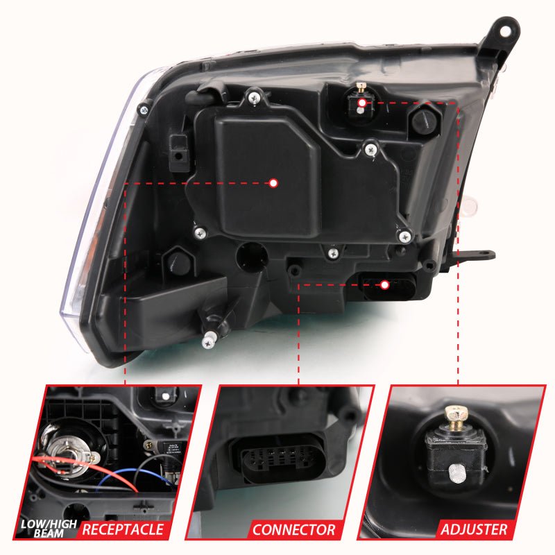 ANZO - ANZO 2009-2018 Dodge Ram 1500 Projector H.L. Switchback Black Amber - Demon Performance