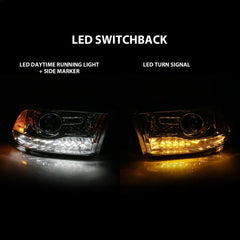 ANZO - ANZO 2009-2018 Dodge Ram 1500 Projector Plank Style Switchback H.L Halo Chrome Amber (OE Style) - Demon Performance