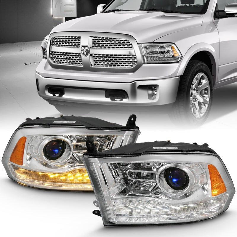 ANZO - ANZO 2009-2018 Dodge Ram 1500 Projector Plank Style Switchback H.L Halo Chrome Amber (OE Style) - Demon Performance