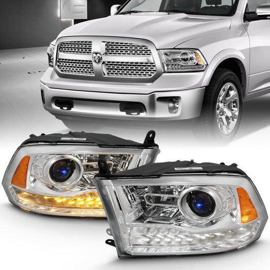 ANZO - ANZO 2009-2018 Dodge Ram 1500 Projector Plank Style Switchback H.L Halo Chrome Amber (OE Style) - Demon Performance