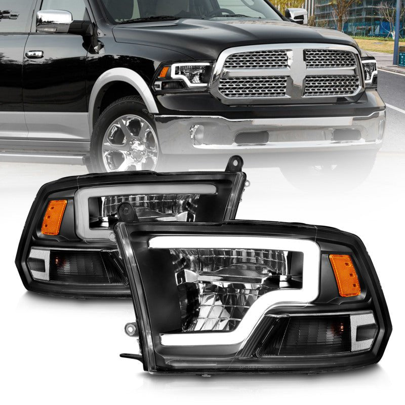 ANZO - ANZO 2009-2020 Dodge Ram 1500 Full LED Square Projector Headlights w/ Chrome Housing Black Amber - Demon Performance