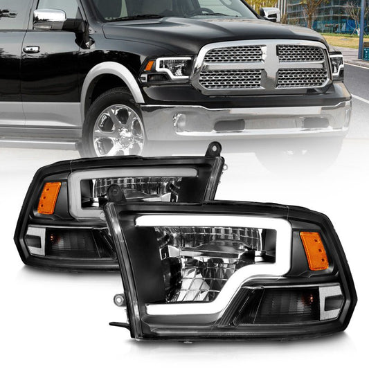 ANZO - ANZO 2009-2020 Dodge Ram 1500 Full LED Square Projector Headlights w/ Chrome Housing Black Amber - Demon Performance
