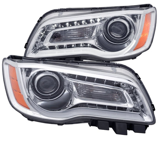 ANZO - ANZO 2011-2014 Chrysler 300 Projector Headlights w/ Plank Style Design Chrome - Demon Performance
