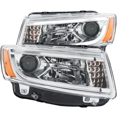 ANZO - ANZO 2014-2015 Jeep Grand Cherokee Projector Headlights w/ Plank Style Design Chrome - Demon Performance