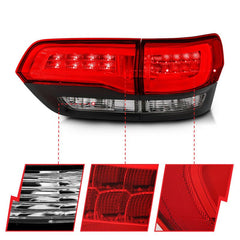 ANZO - ANZO 2014-2016 Jeep Grand Cherokee LED Taillights Red/Clear - Demon Performance