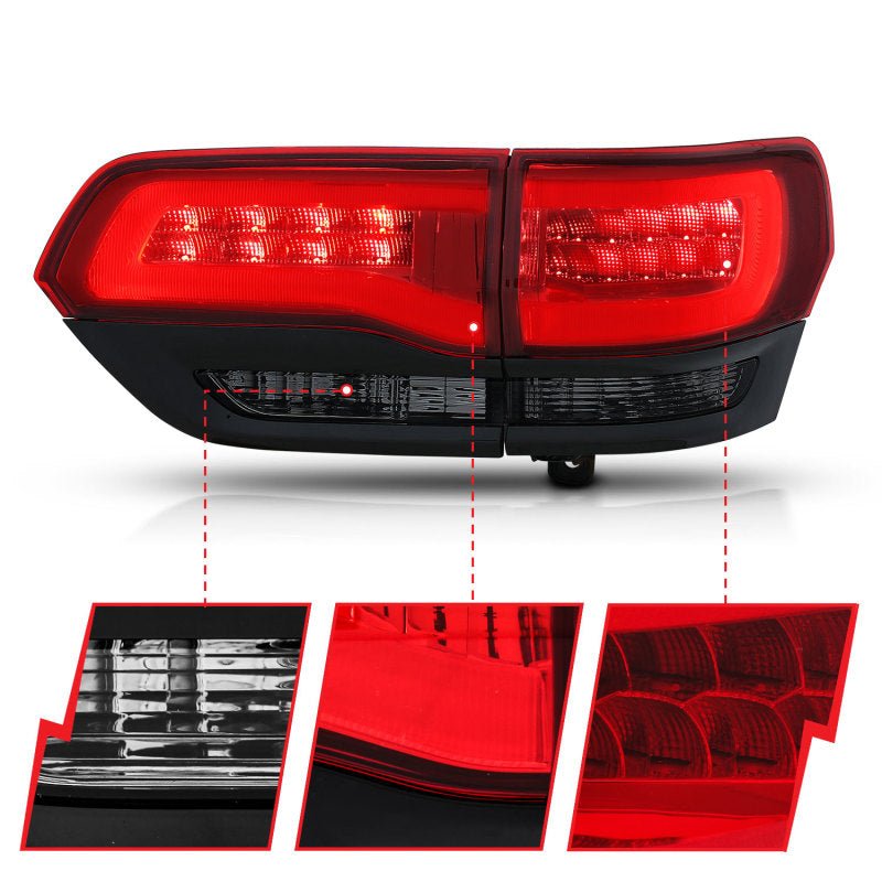 ANZO - ANZO 2014-2016 Jeep Grand Cherokee LED Taillights Red/Smoke - Demon Performance