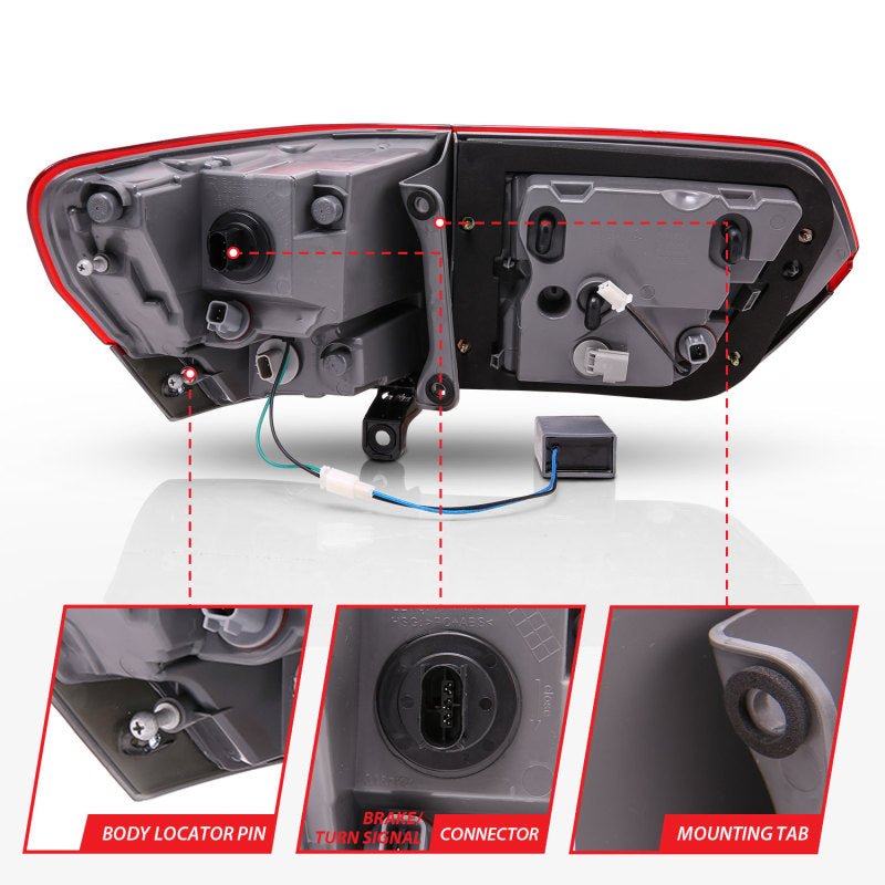 ANZO - ANZO 2014-2016 Jeep Grand Cherokee LED Taillights Red/Smoke - Demon Performance