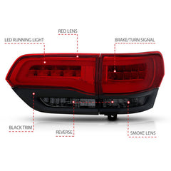 ANZO - ANZO 2014-2016 Jeep Grand Cherokee LED Taillights Red/Smoke - Demon Performance
