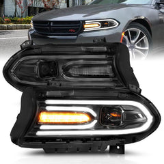 ANZO - ANZO 2015-2018 Dodge Charger Projector Headlights Plank Style Black - Demon Performance