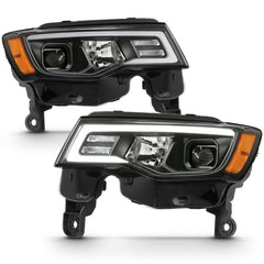 ANZO - ANZO 2017-2018 Jeep Grand Cherokee Projector Headlights w/ Plank Style Switchback - Black w/ Amber - Demon Performance