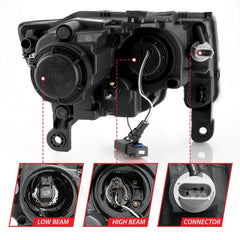 ANZO - ANZO 2017-2018 Jeep Grand Cherokee Projector Headlights w/ Plank Style Switchback - Black w/ Amber - Demon Performance