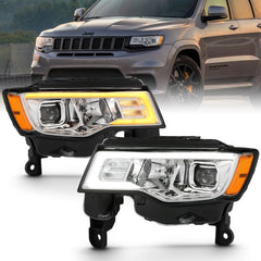 ANZO - ANZO 2017-2018 Jeep Grand Cherokee Projector Headlights w/ Plank Style Switchback - Chrome w/ Amber - Demon Performance