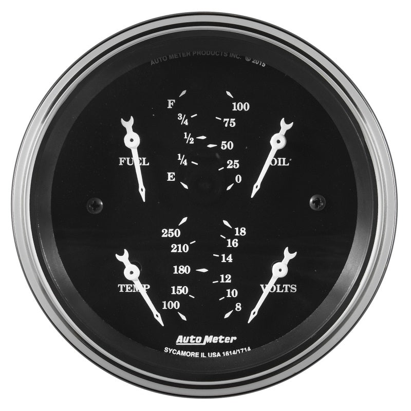 AutoMeter - Auto Meter Gauge Dual Fuel & OILP 3 3/8in 240E-33F & 100psi Elec Old Tyme Blk - Demon Performance