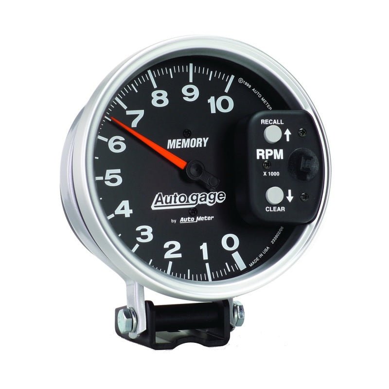 AutoMeter - Autometer 5 inch 10,000 RPM w/ Peak Memory Pedestal Tachometer Auto Gage - Black - Demon Performance