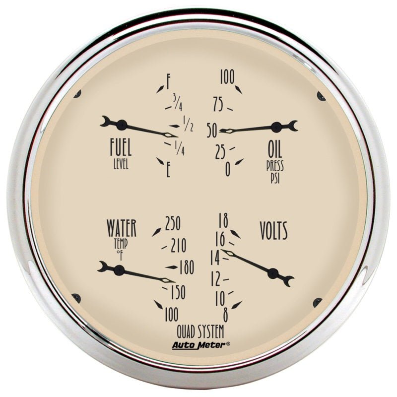 AutoMeter - Autometer 5 inch Antique Beige 2 Piece Gauge Kit - Quad & Speedometer - Demon Performance