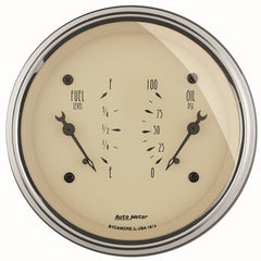 AutoMeter - AutoMeter Antique Beige Oil/Fuel Dual Gauge - Demon Performance